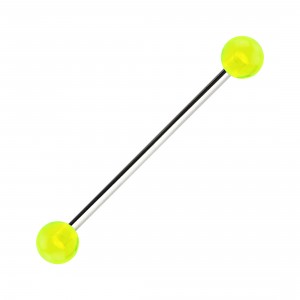 Transparent Green Acrylic Industrial Piercing Barbell w/ Balls