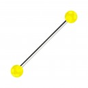 Transparent Yellow Acrylic Industrial Piercing Barbell w/ Balls