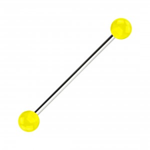 Transparent Yellow Acrylic Industrial Piercing Barbell w/ Balls