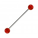 Transparent Red Acrylic Industrial Piercing Barbell w/ Balls