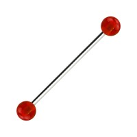 Transparent Red Acrylic Industrial Piercing Barbell w/ Balls