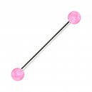 Transparent Pink Acrylic Industrial Piercing Barbell w/ Balls
