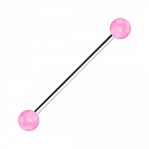 Transparent Pink Acrylic Industrial Piercing Barbell w/ Balls