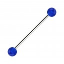 Transparent Dark Blue Acrylic Industrial Piercing Barbell w/ Balls