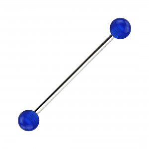 Transparent Dark Blue Acrylic Industrial Piercing Barbell w/ Balls