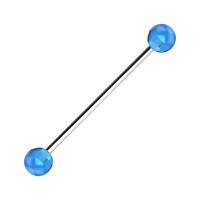 Transparent Light Blue Acrylic Industrial Piercing Barbell w/ Balls