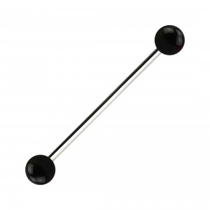 Transparent Black Acrylic Industrial Piercing Barbell w/ Balls