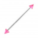 Transparent Pink Acrylic Industrial Piercing Barbell w/ Spikes
