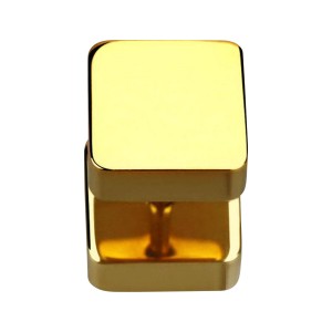 Flat Squares Gold Anodized 316L Steel Fake Plug Earlobe Piercing