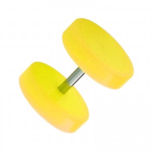 Yellow Acrylic Ear Piercing Fake Plug w/ Flat Discs