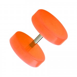 Orange Acrylic Ear Piercing Fake Plug w/ Flat Discs