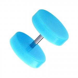 Turquoise Acrylic Ear Piercing Fake Plug w/ Flat Discs