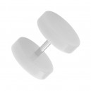 White Acrylic Ear Piercing Fake Plug w/ Flat Discs