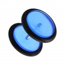 Falso Dilatador Acrílico Discos Planos Azul Claro con O-Ring Negro