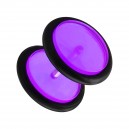 Faux Plug Acrylique Disques Plats Violet avec O-Ring Noir