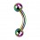 Rainbow Anodized Two 5mm Balls Belly Bar Navel Button Ring