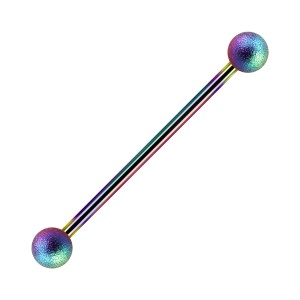 Rainbow Shiny Effect Balls 316L Steel Industrial Barbell