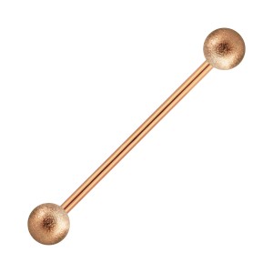 Rose Gold Shiny Effect Balls 316L Steel Industrial Barbell