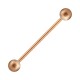 Rose Gold Shiny Effect Balls 316L Steel Industrial Barbell