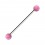 Pink Synthetic Opals Grade 23 Titanium Industrial Barbell