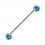 Blue/Green Synthetic Opals Grade 23 Titanium Industrial Barbell