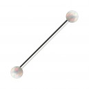 White Synthetic Opals Grade 23 Titanium Industrial Barbell