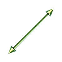 Spikes Green Anodized Grade 23 Titanium Industrial Barbell