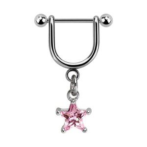 Helix-Piercing-Schmuck Steigb&uuml;gel Baumelnden Zirkonia Spitzer Stern Rosa