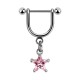 Stirrup Helix Ring Bar Jewel w/ Dangling Pink Pointed Star Zirconia