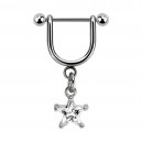 Helix-Piercing-Schmuck Steigb&uuml;gel Baumelnden Zirkonia Spitzer Stern Wei&szlig;