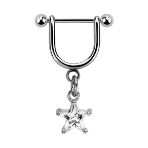 Helix-Piercing-Schmuck Steigbügel Baumelnden Zirkonia Spitzer Stern Weiß