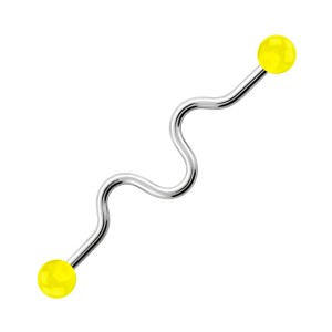 Industrial-Piercing Stahl 316L Acryl Welligkeit Gelb Kugeln