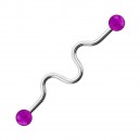 Industrial-Piercing Stahl 316L Acryl Welligkeit Lila Kugeln