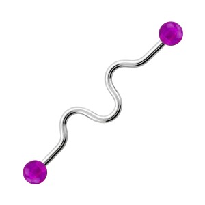 Industrial-Piercing Stahl 316L Acryl Welligkeit Lila Kugeln