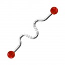 Industrial-Piercing Stahl 316L Acryl Welligkeit Rot Kugeln
