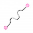Industrial-Piercing Stahl 316L Acryl Welligkeit Rosa Kugeln