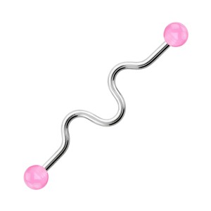 Industrial-Piercing Stahl 316L Acryl Welligkeit Rosa Kugeln