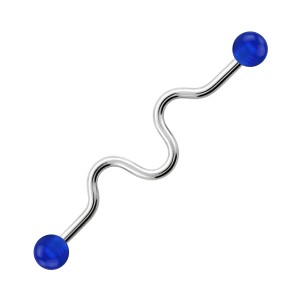 Industrial-Piercing Stahl 316L Acryl Welligkeit Dunkelblau Kugeln