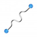Industrial-Piercing Stahl 316L Acryl Welligkeit Hellblau Kugeln