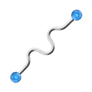 Industrial-Piercing Stahl 316L Acryl Welligkeit Hellblau Kugeln