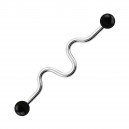 Industrial-Piercing Stahl 316L Acryl Welligkeit Schwarz Kugeln