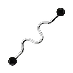 Industrial-Piercing Stahl 316L Acryl Welligkeit Schwarz Kugeln