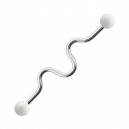 Industrial-Piercing Stahl 316L Acryl Welligkeit Wei&szlig; Kugeln