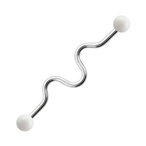 Industrial-Piercing Stahl 316L Acryl Welligkeit Weiß Kugeln