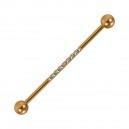Industrial-Piercing Stahl 316L Golden Rosa 8 Lineare Strasssteine