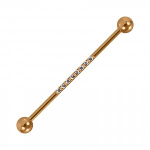 Industrial-Piercing Stahl 316L Golden Rosa 8 Lineare Strasssteine