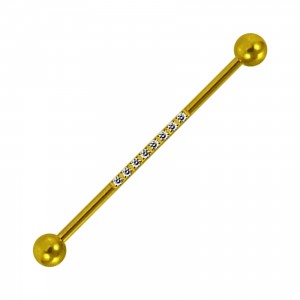 Industrial-Piercing Stahl 316L Golden 8 Lineare Strasssteine