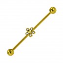 Industrial-Piercing Stahl 316L Golden Blume 5 Strasssteine