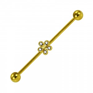 Industrial-Piercing Stahl 316L Golden Blume 5 Strasssteine