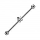 Industrial-Piercing Stahl 316L Metallisiert Blume 5 Strasssteine